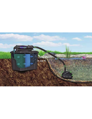 Esquema estanque con filtro