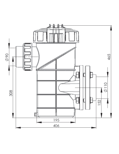Dimensiones prefiltro con cesta de 8l